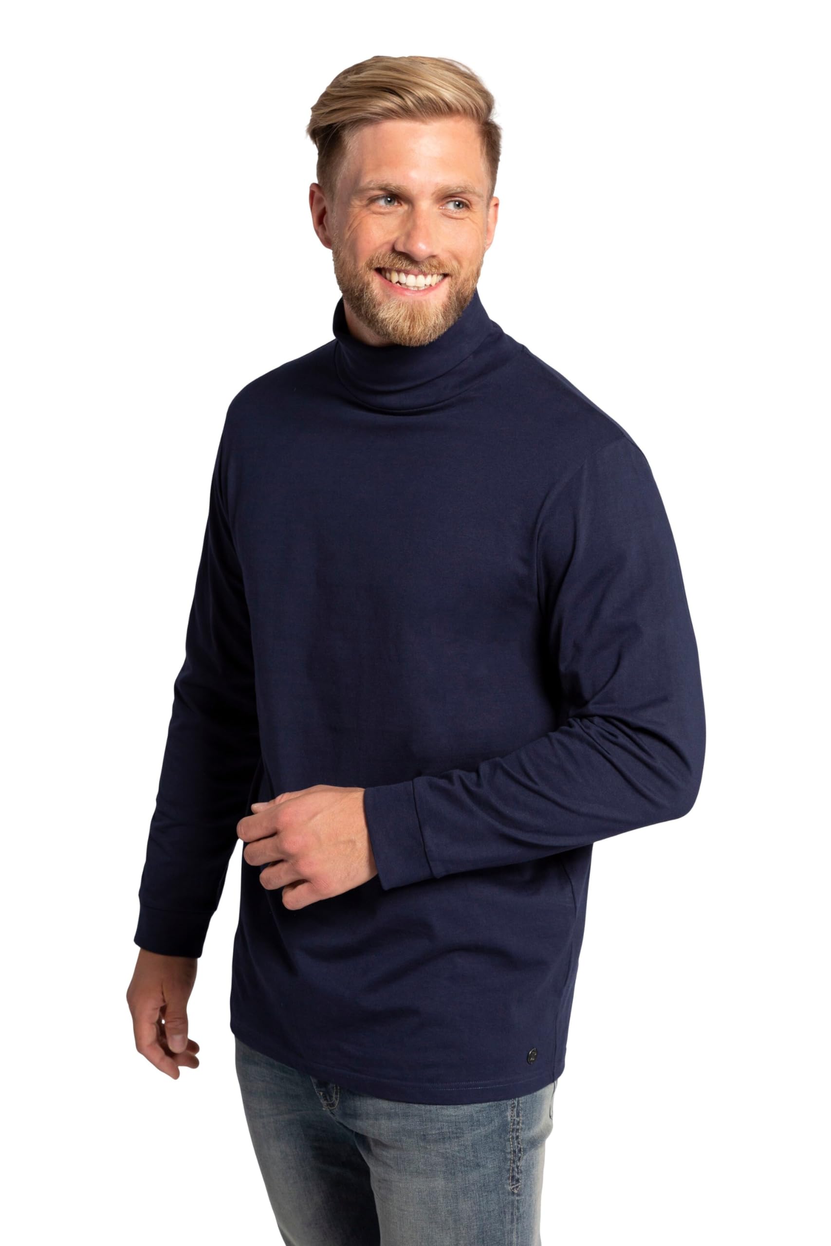 JP 1880 JP1880 Men's Large Sizes Plus Sizes Menswear L-8XL Turtleneck Shirt Basic Jersey Long Sleeve, Dark Navy, 6XL