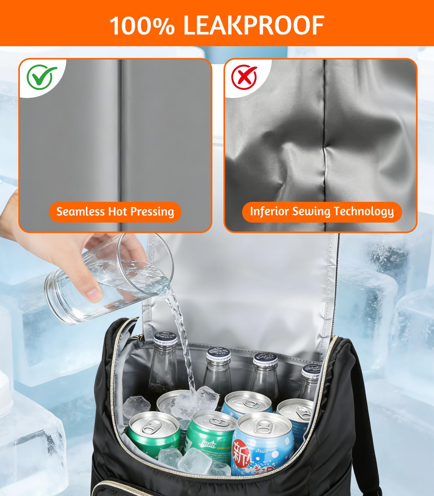 Cozary Sac a Dos Isotherme 17L, Sac à Dos de Pique-Nique étanche, Portable Cooler Backpack Bag pour Camping, Pique-Nique, Barbecue, pour Hommes Femmes