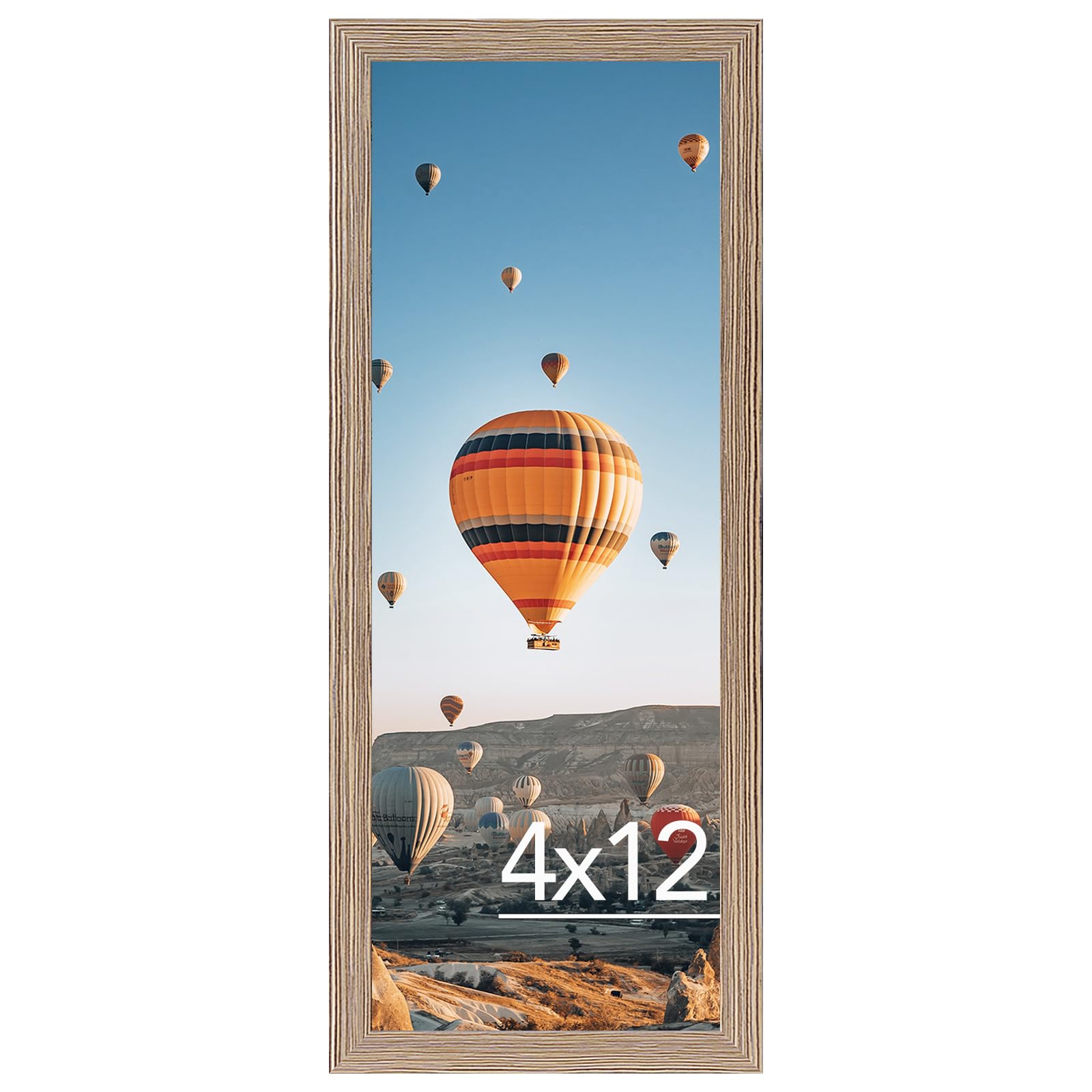 JCJMY 4x12 Picture Frame for Wall Hanging or Tabletop, Wall Mounting Horizontally or Vertically, 4 x 12 Wall Gallery Poster Photo Frame with Shatter Resistant Plexiglass, Rustic Brown