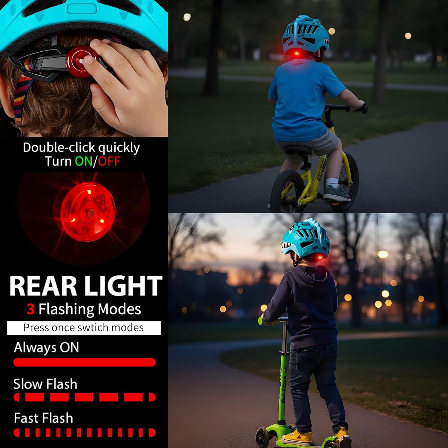 KINGBIKE Toddler Helmet for Boys Girls Ages 2-8 Kids Bike Helmet Lightweight Dinosaur Helmets with LED Light for Skateboard Scooter Cycling Roller Skating