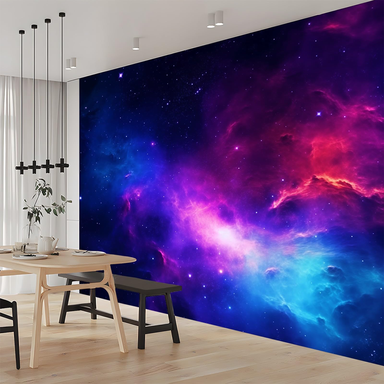Kolorowa fototapeta, marzycielska galaktyka gwiaździste niebo nadruk fototapeta, mural 3D, dekoracja plakatu, materiał płócienny do salonu, sypialni, pokoju dziecięcego, 400 x 280 cm (szer. x wys.)