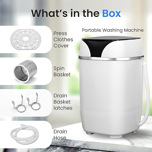 Miniatura 8 de SereneLife PUCWM200 - Lavadora compacta completamente automática con programas de lavado, ideal para RV, dormitorio, apartamento (blanco)