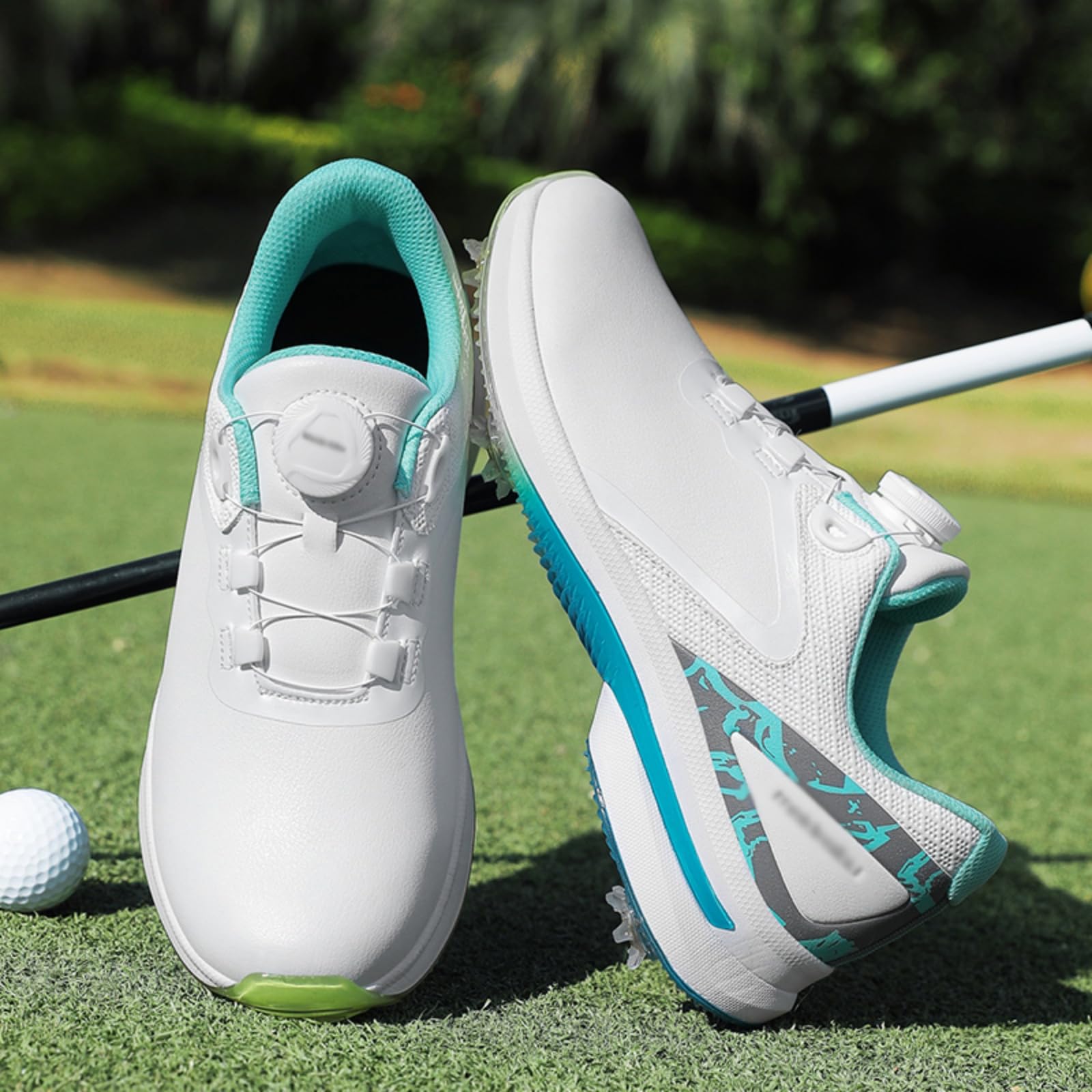 JiuQing Męskie buty golfowe z kolcami lekkie profesjonalne skórzane antypoślizgowe do noszenia na co dzień na świeżym powietrzu