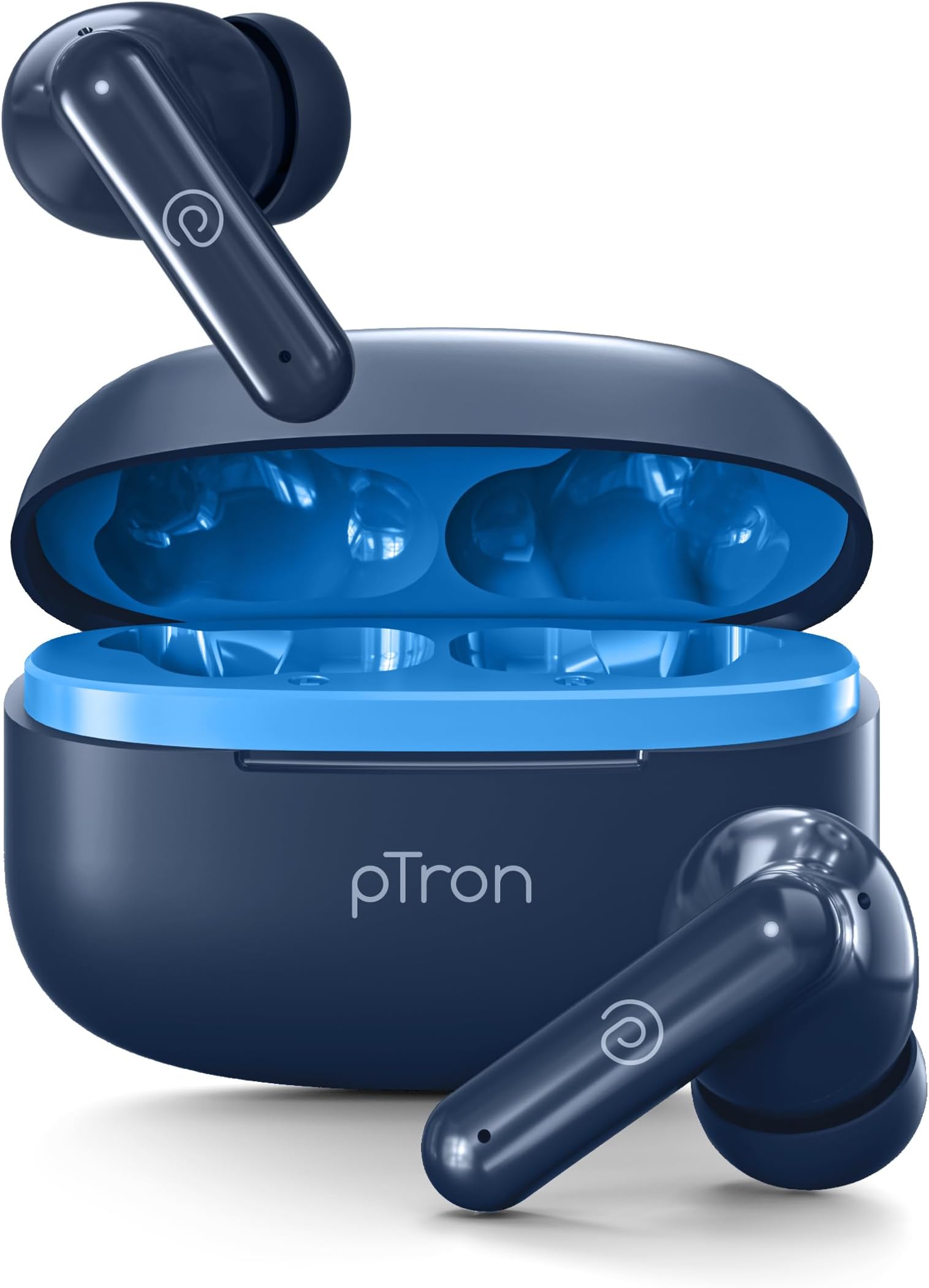 pTron Zenbuds X1 Quad Mic TWS Earbuds with 40hrs Playtime, In-Ear Sensor, TruTalk AI-ENC Calls, 40ms Movie/Music Modes, Bluetooth 5.3 Headphones, TypeC Fast Charging & IPX5 Water Resistant (Bold Blue)