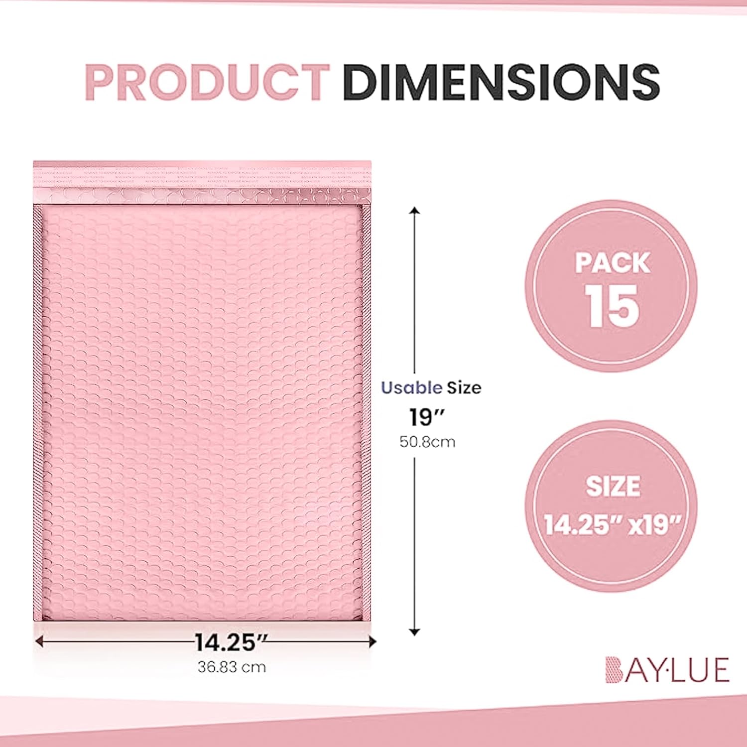 Light Pink Poly Bubble Mailers 14.50x20 Inch #7 | Self Seal Large Padded Envelopes | Air Cushioned Bubble Mailer | Usable Size 14.25x19 Inch | Waterproof Lightweight Mailing Shipping Bags | 15 Pack