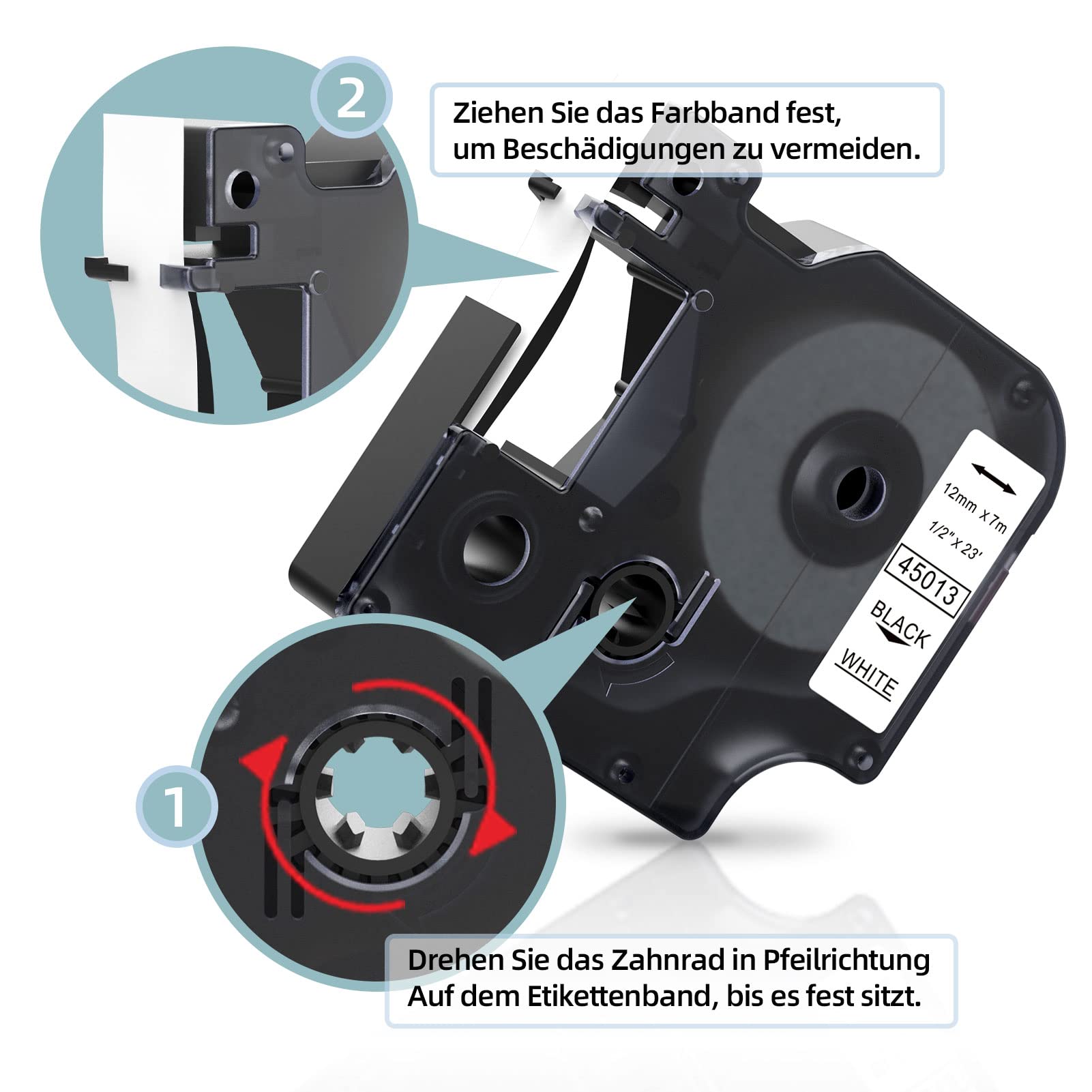 Nastro Ricambio Per Dymo D1 45013 - 12 Mm X 7 M, Nero Su Bianco, Compatibile Con LabelManager 160, 210D, 280, 420P - Foto 8