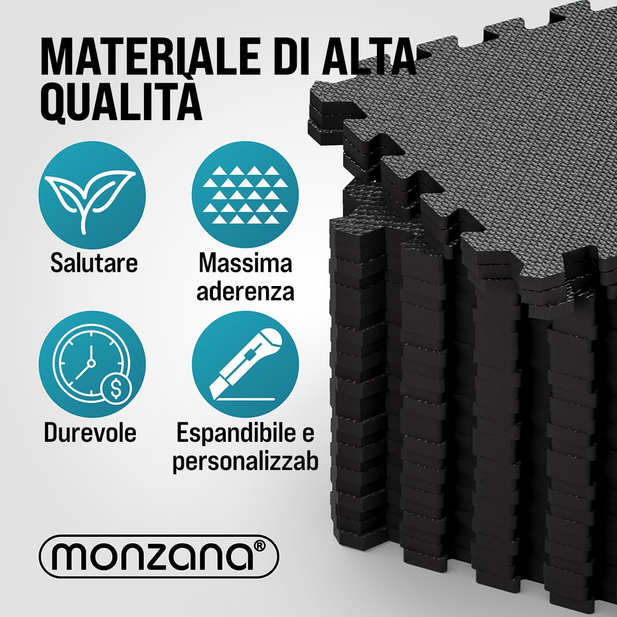 MONZANA® 36x Tappeto Fitness 30x30 cm Tappetino Puzzle da Ginnastica 3 m² Antiscivolo Schiuma Eva Allemamento Palestra