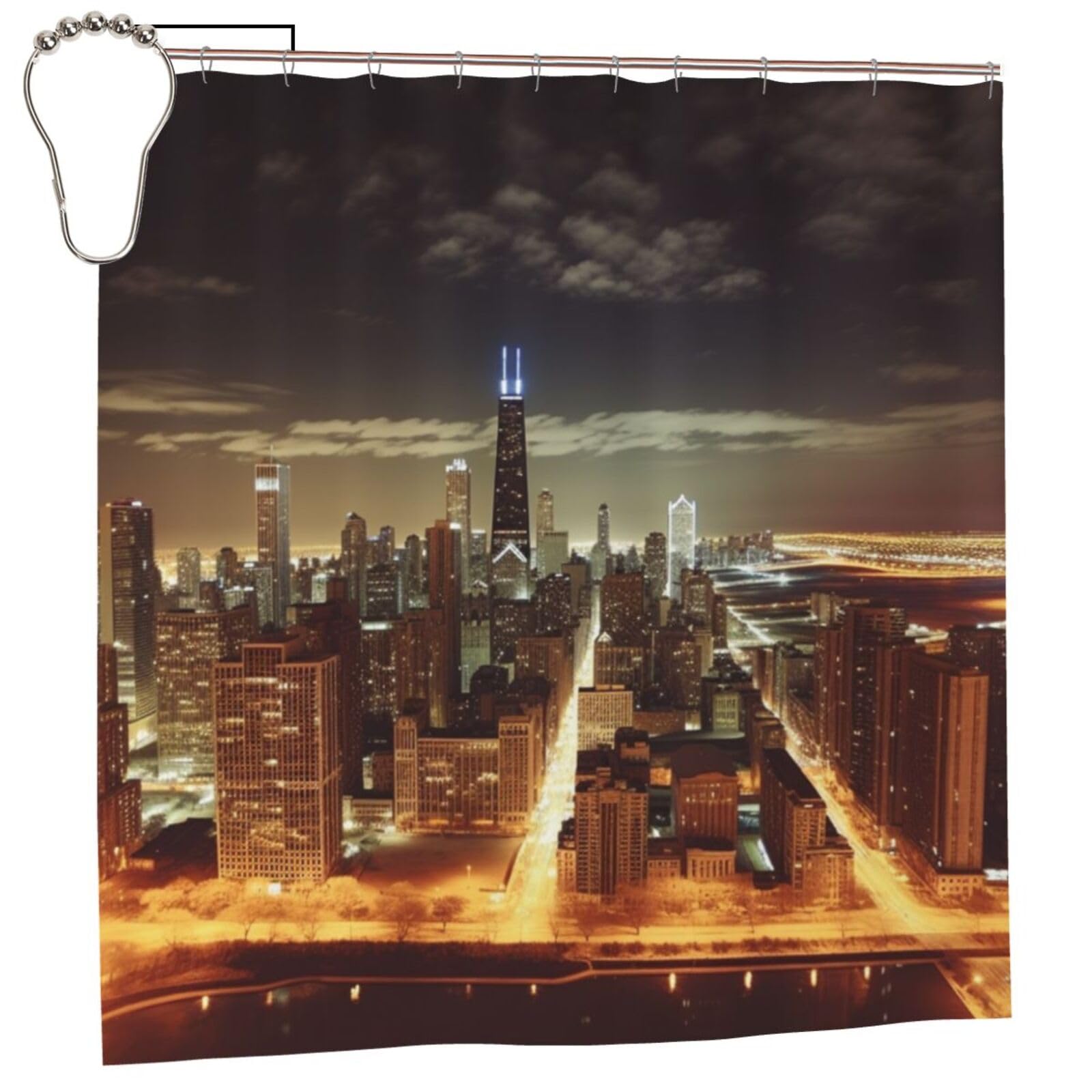 Rideau de douche Chicago 183x183 cm imperméable lavable avec crochets