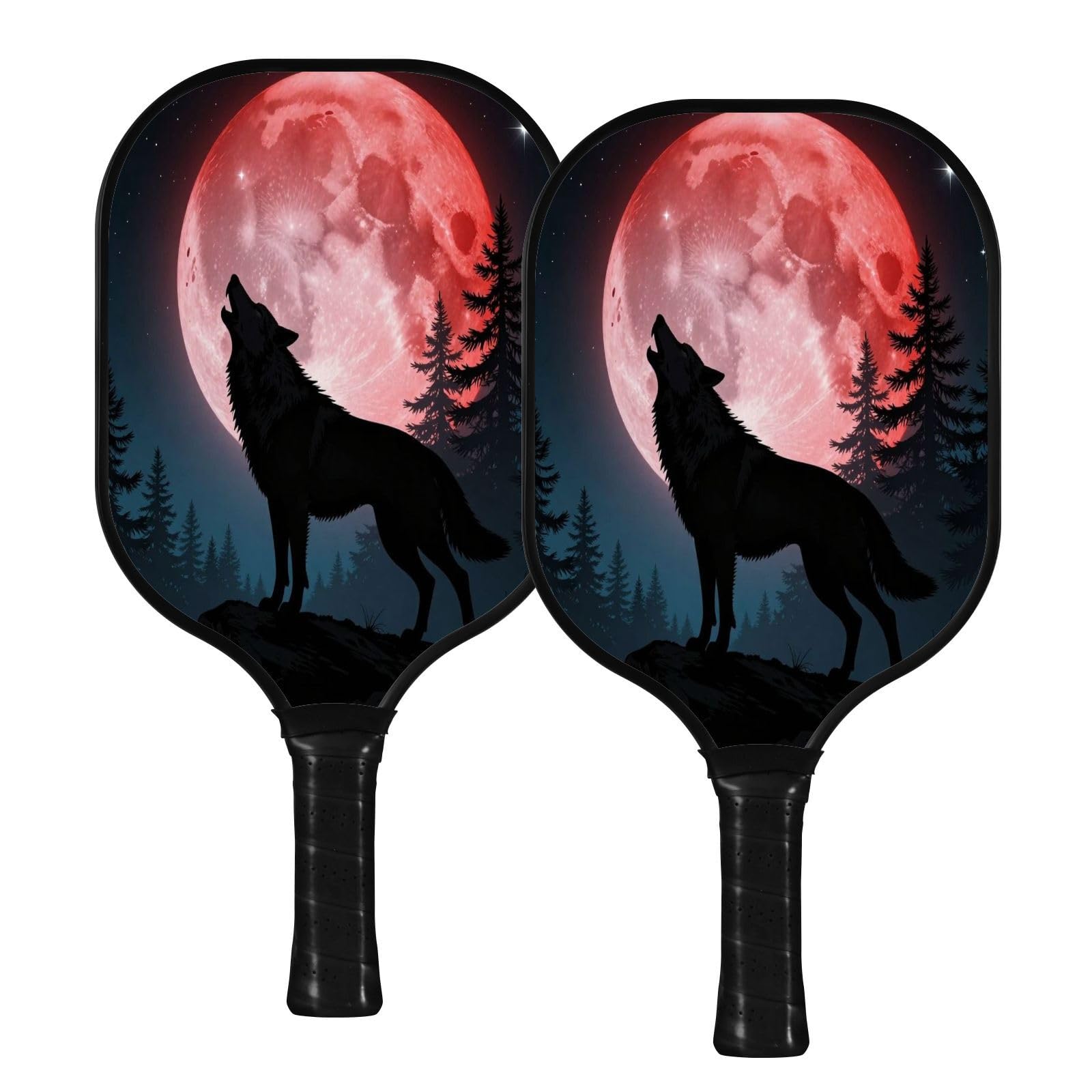 Wolf Howling Red Blood Moon - Racchetta da pickleball in carbonio a basse