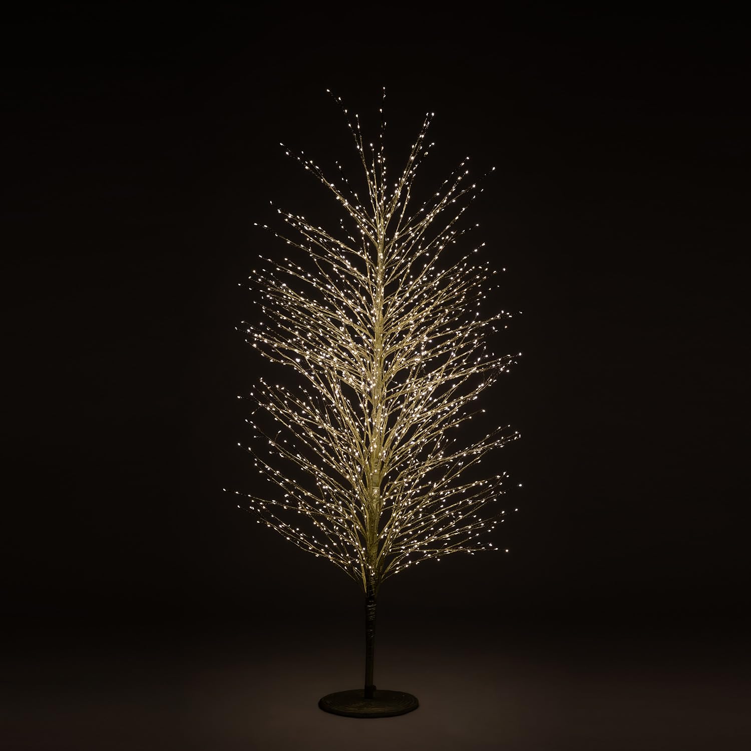 Albero Faggio con 1500 Mini Led Luce Calda Altezza 150 cm Tronco e Rami Colore Oro