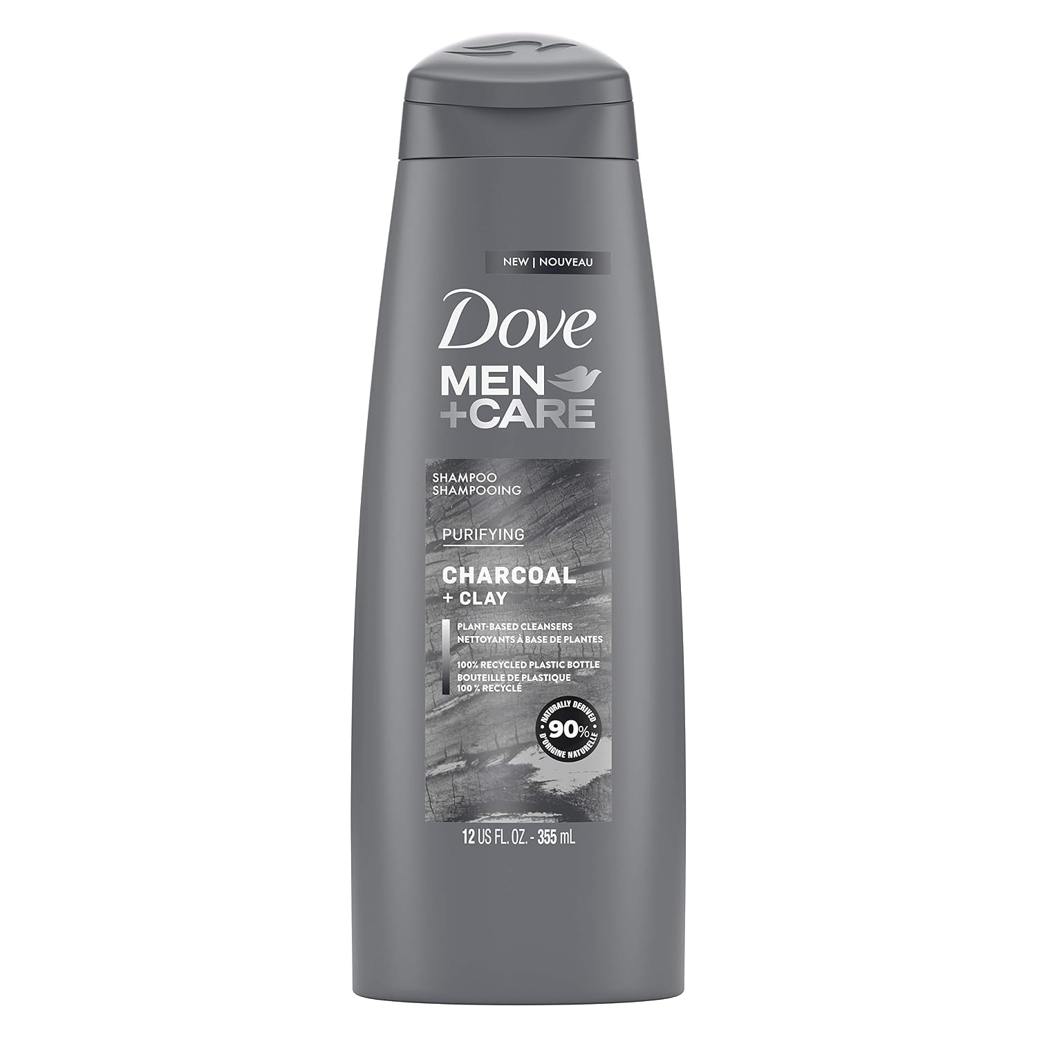 DOVE MEN + CARE Men+Care Shampoo for HealthyLooking Hair Charcoal Clay Naturally Derived Plant Based Cleansers, Fresh, 12 Ounce
