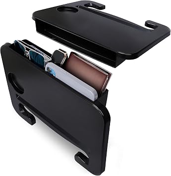EcoNour 3-in-1 Steering Wheel Tray with Car Seat Gap Filler Organizer 1 Pack | Food Table for Eating in Car | Laptop Desk, iPad Holder and Storage Box in-Between Seat Organizer | Car Accessories