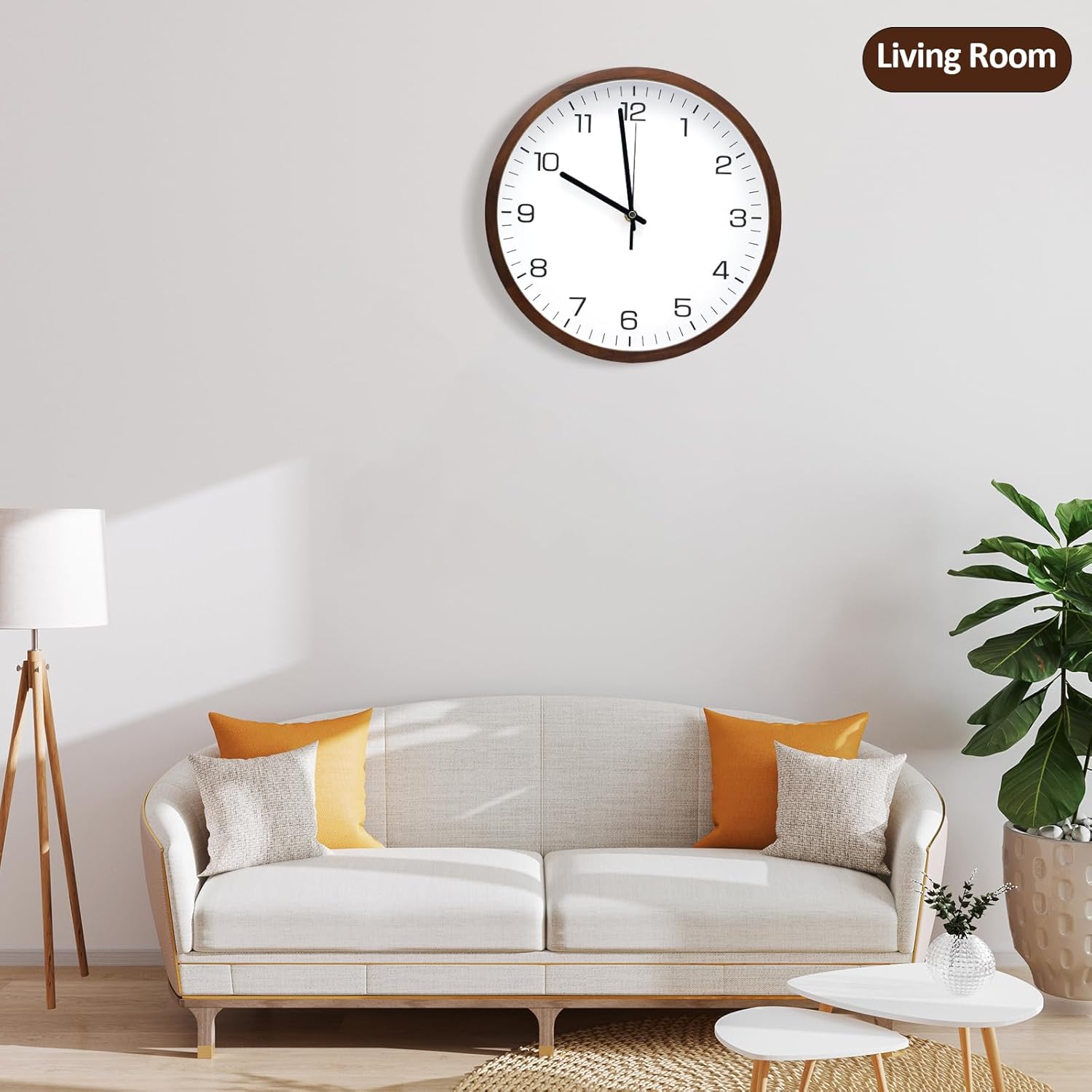 MEIRED Wooden Wall Clock 12 Inch Silent Non Ticking Wall Clocks Battery Operated Wood Analog Retro Round Clock Decorative for Kitchen,Home,Living Room,Classroom, Walnut White