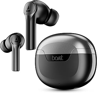 boAt Airdopes 300, Cinematic Spatial Audio, 50HRS Battery, 4Mic AI ENx, Fast Charge, App Support, Low Latency, IPX4, v5.3 Bluetooth Earbuds, TWS Ear Buds Wireless Earphones with mic (Gunmetal Black)