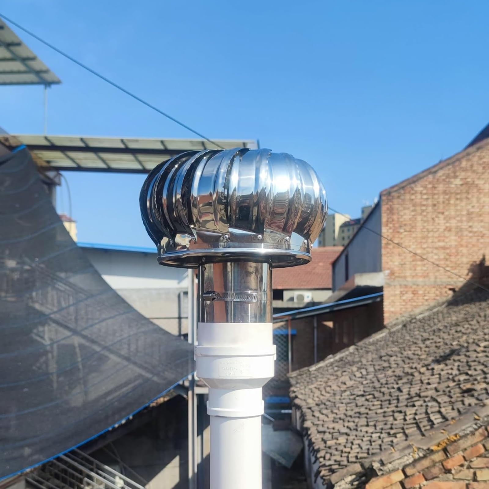 Sombrerete de Chimenea, sombrerete de Techo contra Lluvia, sombrerete de Acero Inoxidable para Ventilador de turbina rotativa, sombrerete Giratorio Anti-Corriente descendente, para Tejas de