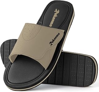 Mens Slide Sandals Adjustable Athletic Casual Comfort Lightweight Open Toe Slides Sport Sandals with Memory Foam Soft Cushion Footbed