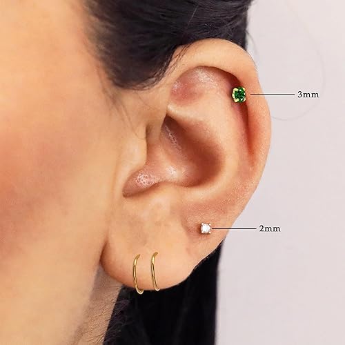 Miniatura 18 de Gold Nose Ring Stud, 20g Cartilage Earrings Tragus Piercing Jewelry, 14k Titanium Nose Ring Threadless Medusa Clip on Earrings, Flat Back Medusa