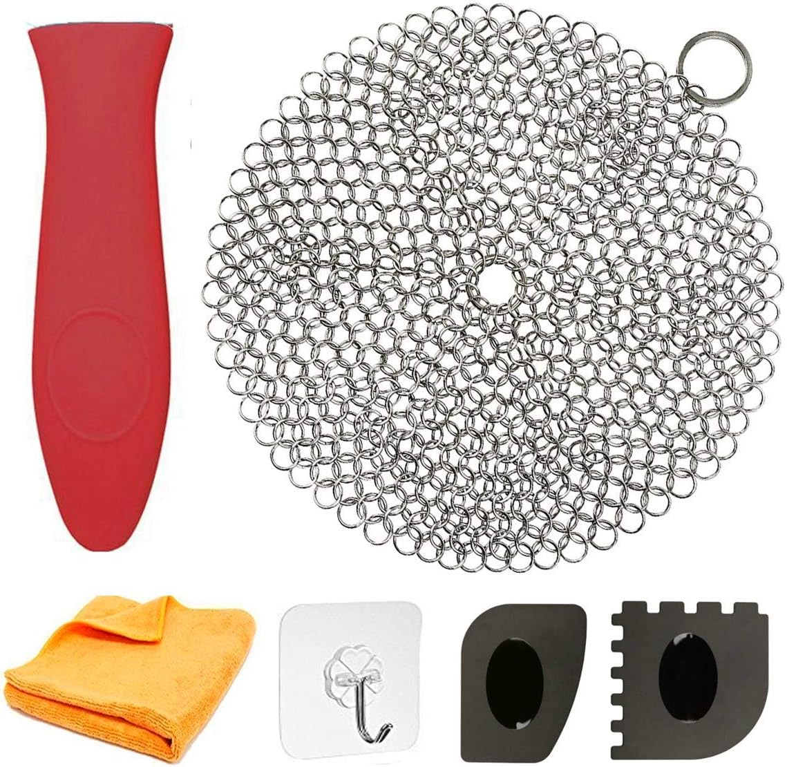 Best Seller Cast Iron Cleaner 7” Circle Premium Stainless Steel Chainmail Scrubber Cast Iron Cleaning Kit Hot Handle Holder + Pan Scraper + Grill Scraper + Kitchen Towel (6 Pack) Black Friday Sale 2022 Cast Iron Cleaner 7” Circle Premium Stainless Steel Chainmail Scrubber Cast Iron Cleaning Kit Hot Handle Holder + Pan Scraper + Grill Scraper + Kitchen Towel (6 Pack)