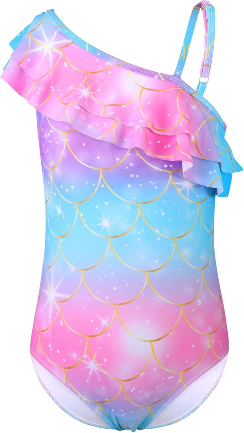 XiaoMoSha Girls One Piece Swimsuit Bathing Suits for Toddler Girl Mermaid Swimwear