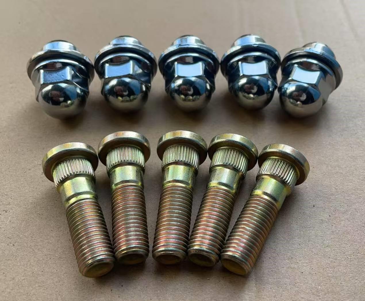 5pcs Wheel Studs M12x1.5 44.5mm Length 0.56 in. Knurl with Lug Nuts Replacement for Mitsubishi L200 Montero Outlander Lancer Mirage Eclipse Endeavor Galant 3000GT