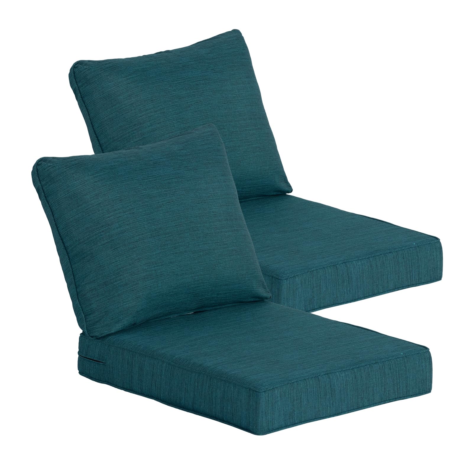 goodgoods 24 x 28 inches outdoor patio deep seat cushions 2-pack, 1000+ hours fade-resistant & water-resistant outdoor furniture chair cushions with 30d high-resilience foam for sofa chair, malachite