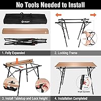 Vista 5 de VILLEY Mesa de camping portátil con patas ajustables y saco de dormir de momia