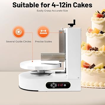Cake Decorating Machine, 4-12In 200W Automatic Cake Cream Spreading Machine with LCD Display & Adjustable Spatula, 60-320RPM Low Noise Cream Spreading Coating Machine for Dessert Shop Cake Store