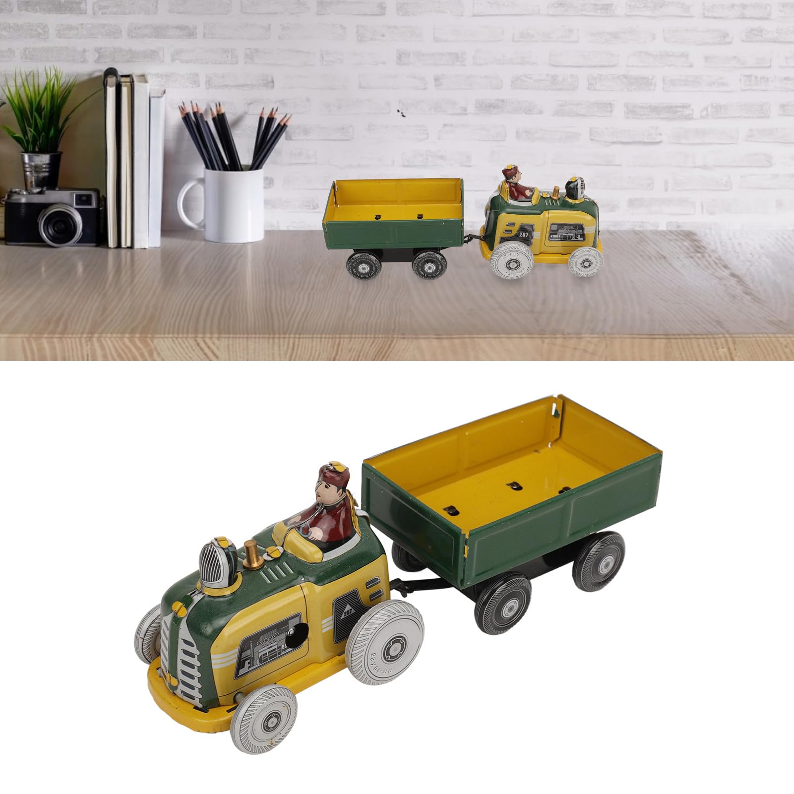 Nostalgiczna Nakręcana Zabawka, Metalowy Traktor z Blachy Chodzącej, Kolekcjonerskie Dekoracje w Stylu Vintage, Klasyczny Design z Doskonałym Wykonaniem, Wszechstronna Opcja