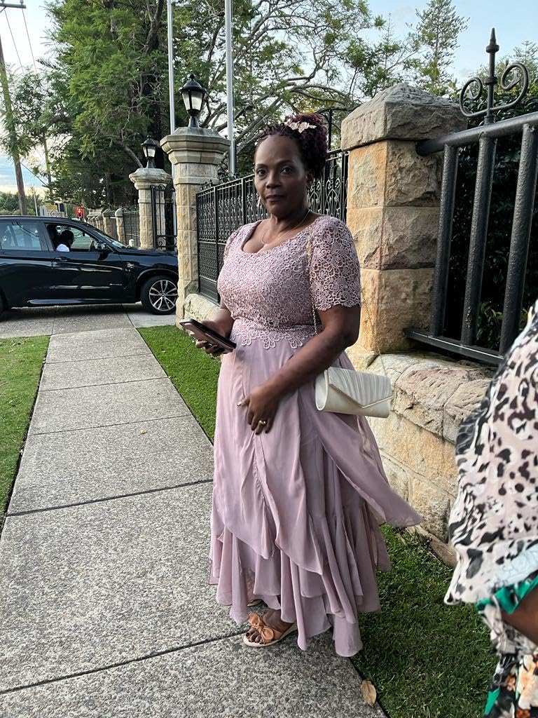 GARDOM Lace Mother of The Bride Dresses for Wedding Short Sleeves Evening Gowns Embroidery Formal Dresses for Women 2024