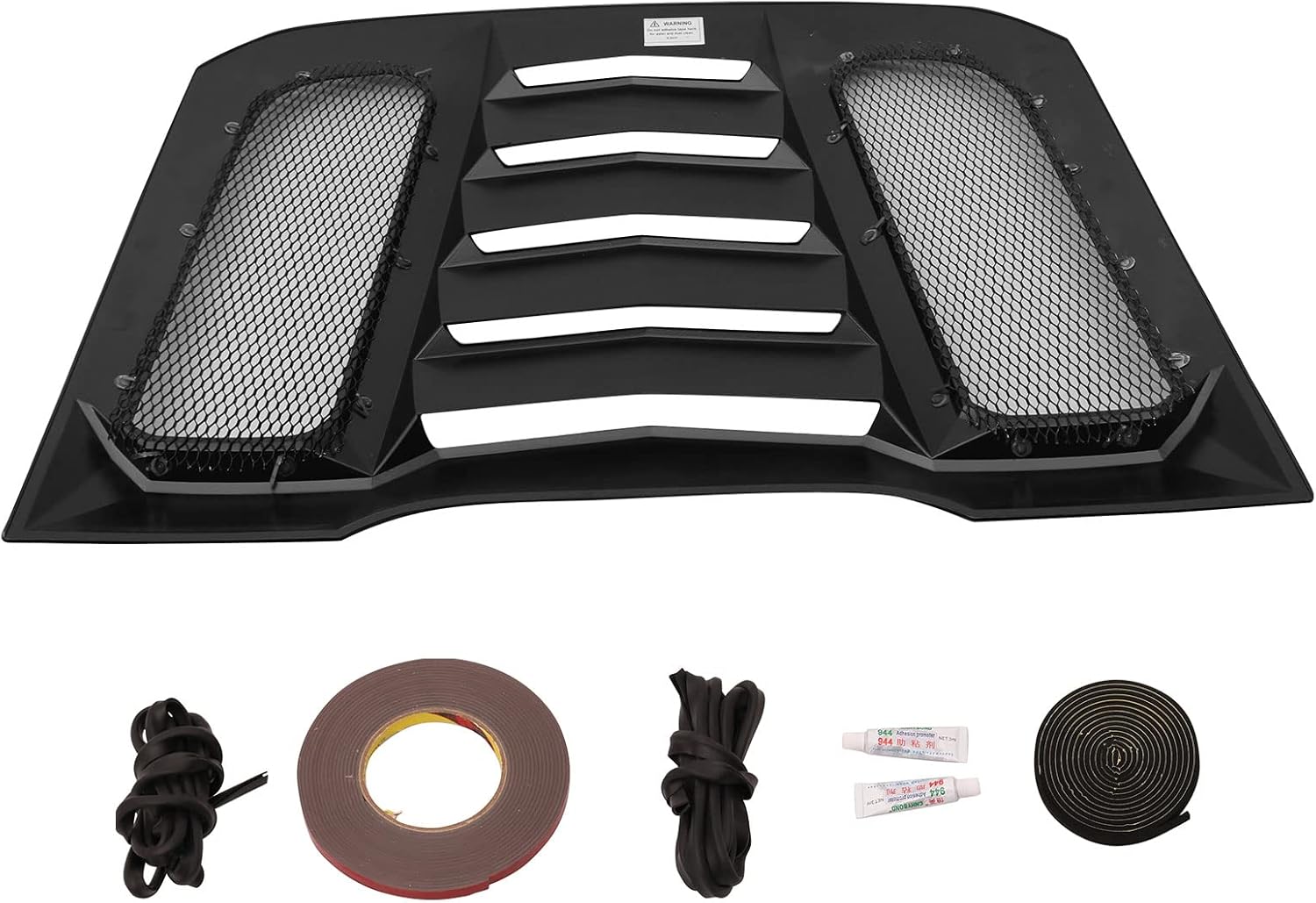 FREEMOTOR802 Compatible with 2015-2024 Ford Mustang Coupe Rear Window Louver Black ABS Plastic Rear Windshield Sun Shade Cover