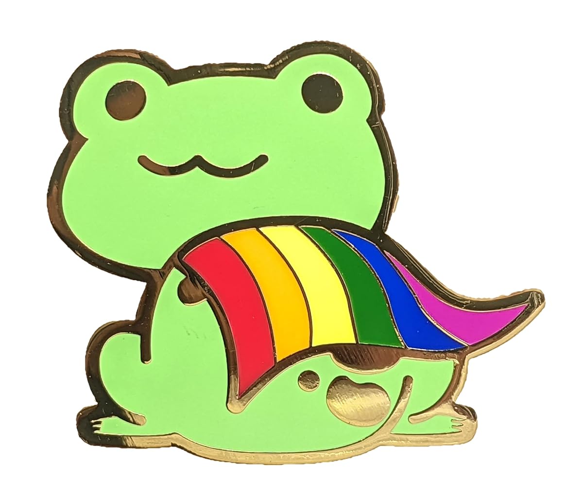 Gay Pride Frog Pin Chibi Superhero Frog in Rainbow Pride Flag Cape | LGBTQ Frog