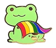 Gay Pride Frog Pin Chibi Superhero Frog in Rainbow Pride Flag Cape | LGBTQ Frog Pin