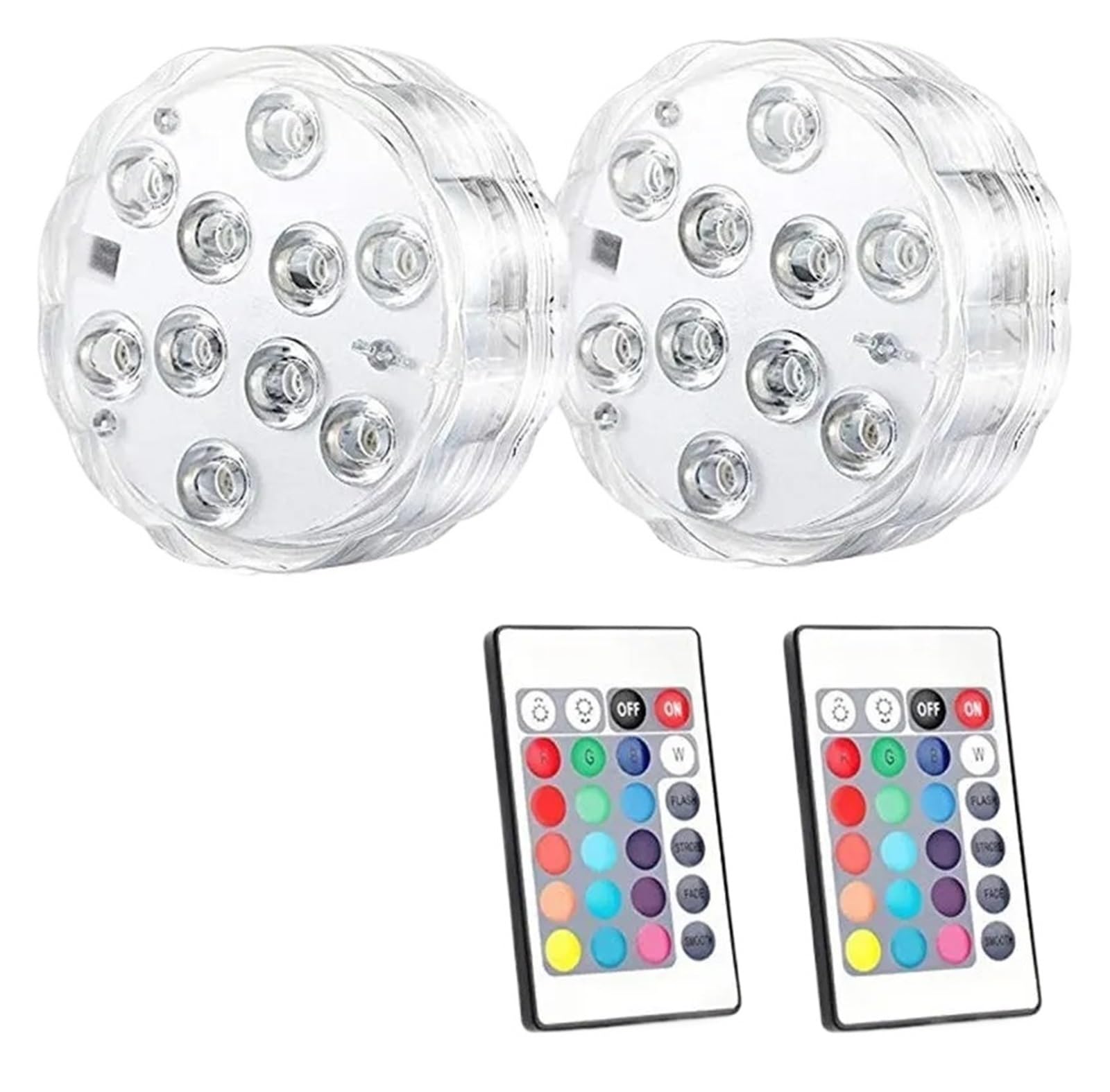10 Diod LED RGB Zatapialne Światła Podwodna Lampka Nocna Odkryty Basen Światło Podgrzewacz Wazon Staw/oczko Wodne Dekoracje Na Przyjęcie Ślubne Niskie ZużYcie Energii(2 Lamp 2 controller)