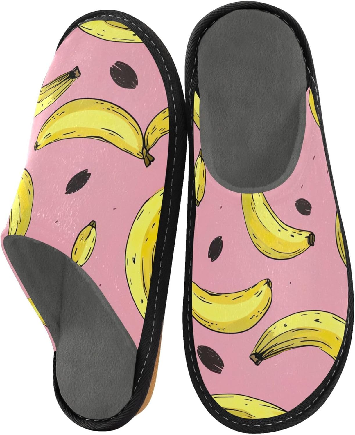 Funny Banana Fruit House Slippers – Cozy Fuzzy Slippers for Guests, Washable & Disposable, Perfect for Shoeless Home, Spa & Hotel Use A112260