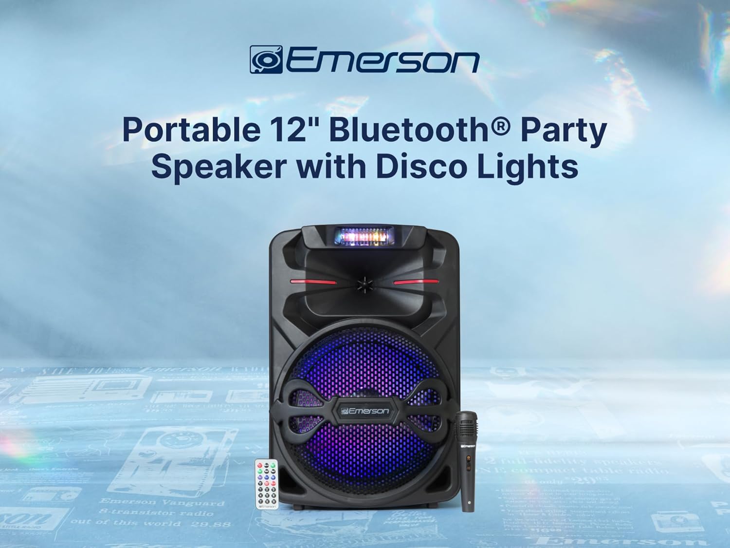 ഫ്രണ്ട് view of the Emerson EDS-1200 speaker, highlighting its robust design.