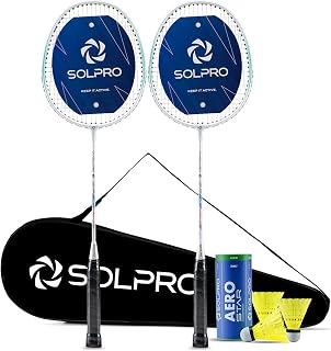 SOLPRO Vanguard 8 Aluminium Badminton Racket Set (2 Pcs) with 3 Shuttlecocks for Beginners & Intermediate, Adult & Kids wi Price In India