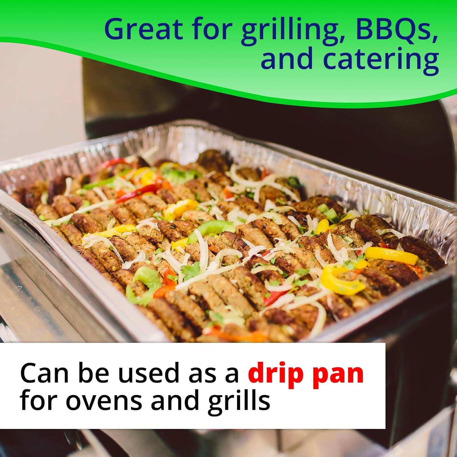 IDL Packaging Half-Size Aluminum Steam Table Pans with Lids - Shallow, 13" x 11" x 1.5" (pack of 10) - Disposable Foil Pan for Grilling, Roasting, BBQ, Cooking, Baking, Freezing