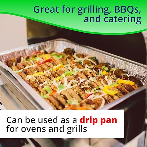 Miniatura 10 de IDL Packaging Sartenes de mesa de vapor de aluminio de tamaño medio con tapas, medianos, 13 x 11 x 2 pulgadas (paquete de 10)  Sartén desechable