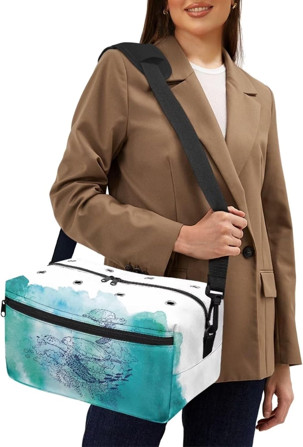 Kathyboom Sea Turtle Yarn Storage Bag Durable Knitting Bags for Yarn Accessories, Large Capacity Yarn Storage Bag for Knitting Needles, Crochet Hooks and Crochet Accessories