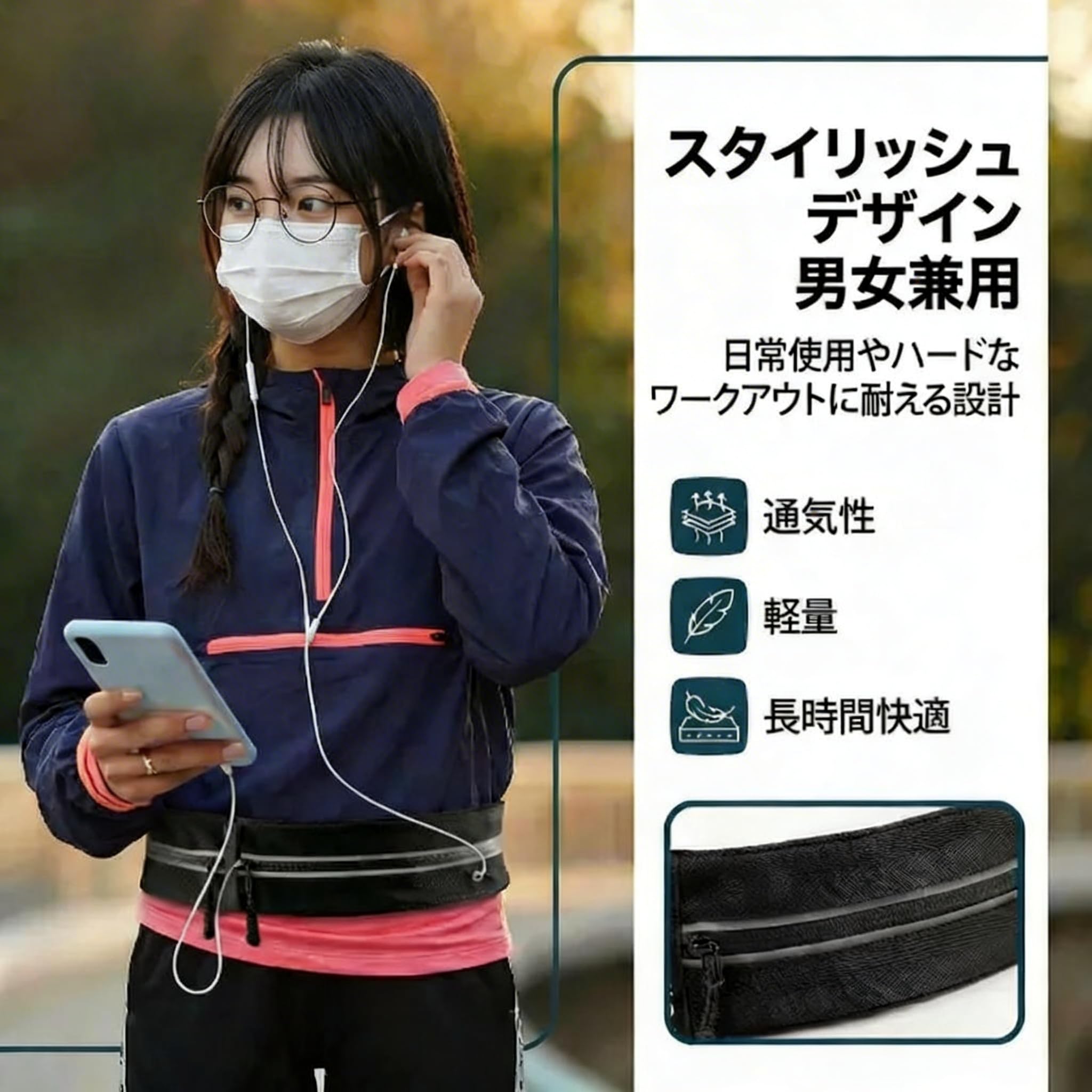 ランニングポーチ ウエストポーチ 大容量 防水 防汗 揺れない 伸縮 軽量 快適 スマホ対応 ジョギング ウォーキング サイクリング ハイキング メンズ レディース（グレー） - 4