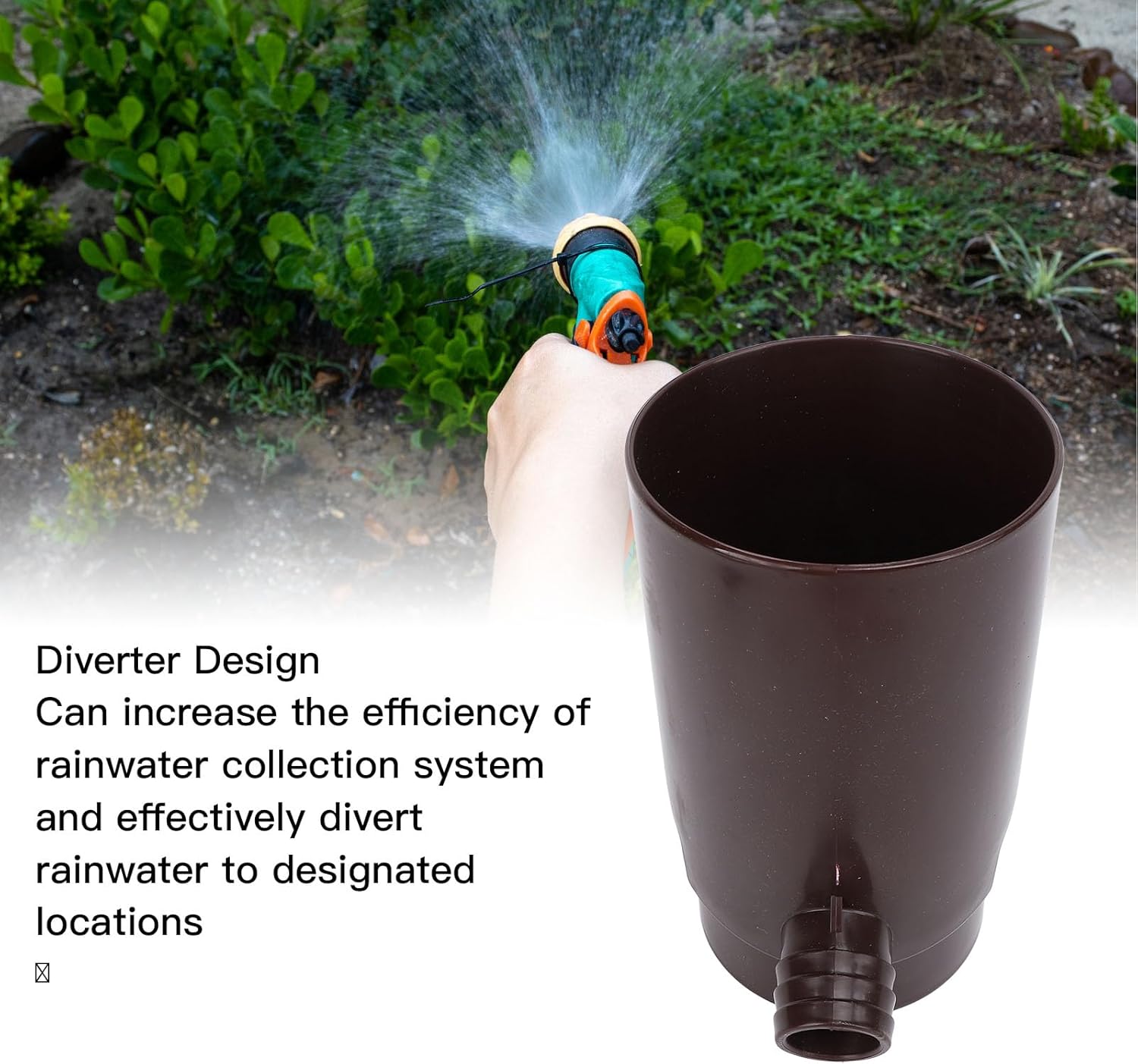 Jiawu Rain Diverter, Rainwater Collection System Fits for 10cm Downspout Diverter Colander, Rain Diverter Kit with Hose, Round Rainwater Diverter for Irrigation (Brown)