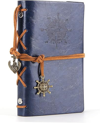 Vista 62 de Diario con tapas de cuero estilo retro, en blanco, con cuerda náutica, gris 7 pulgadas Gris,Negro -,Marrón,Rojo Marrón,Café,Azul oscuro,Verde