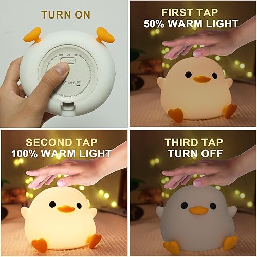 Miniatura 4 de Lampeez Luz nocturna para niños, linda lámpara de pato para el cuarto del bebé, temporizador de luz LED, regulación de regulación, lámpara de mesa