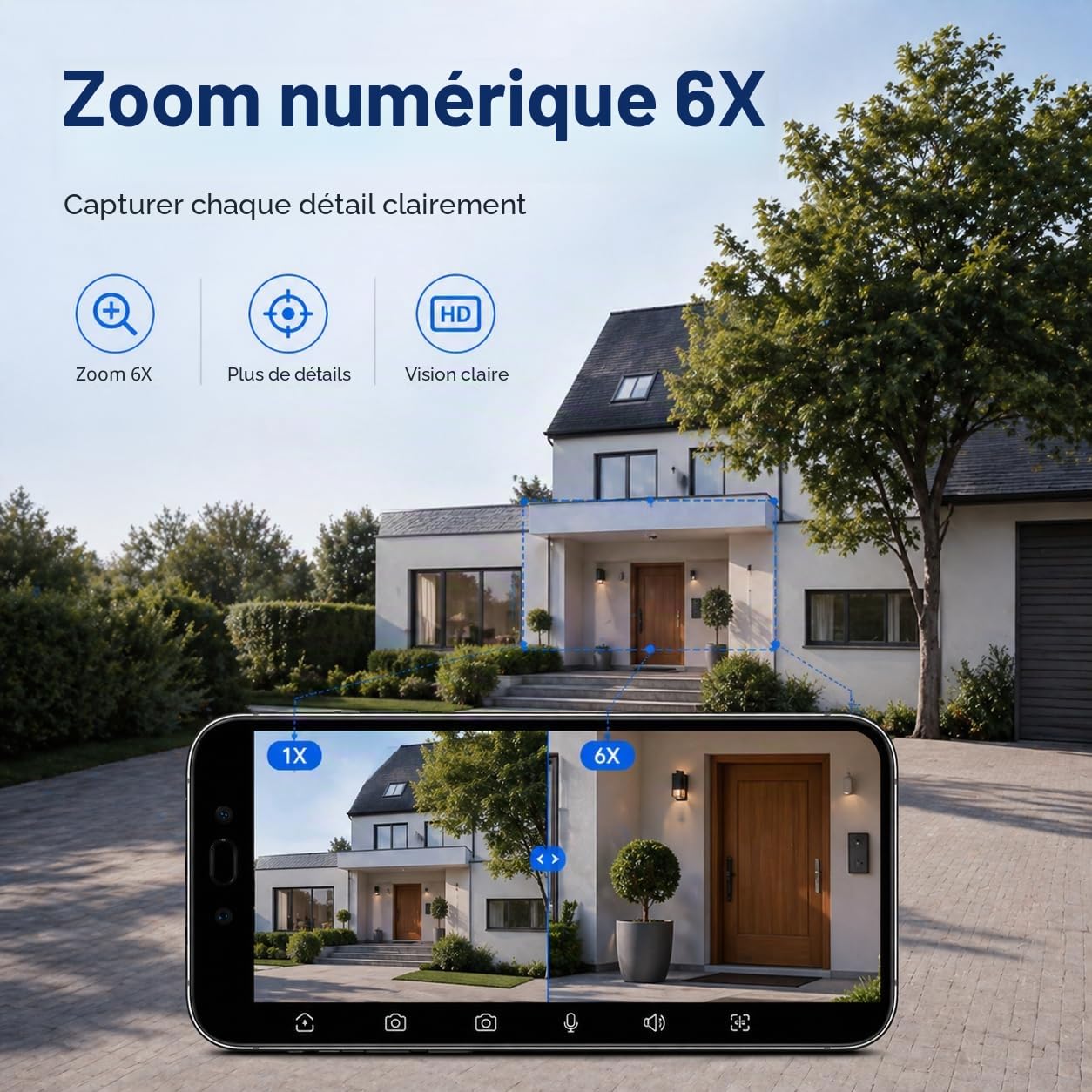 Caméra de surveillance 5G pour extérieur, 6 MP avec double objectif pour extérieur, IP66, caméra de sécurité extérieure avec suivi automatique, vision nocturne, caméra extérieure 24/7, 2 audios, SD