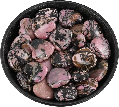 Miniatura 3 de Piedras de corazón de rodocrosita naturales pulidos, cristales y piedras curativas de cuarzo a granel para Wicca, Reiki, energía curativa, piedras