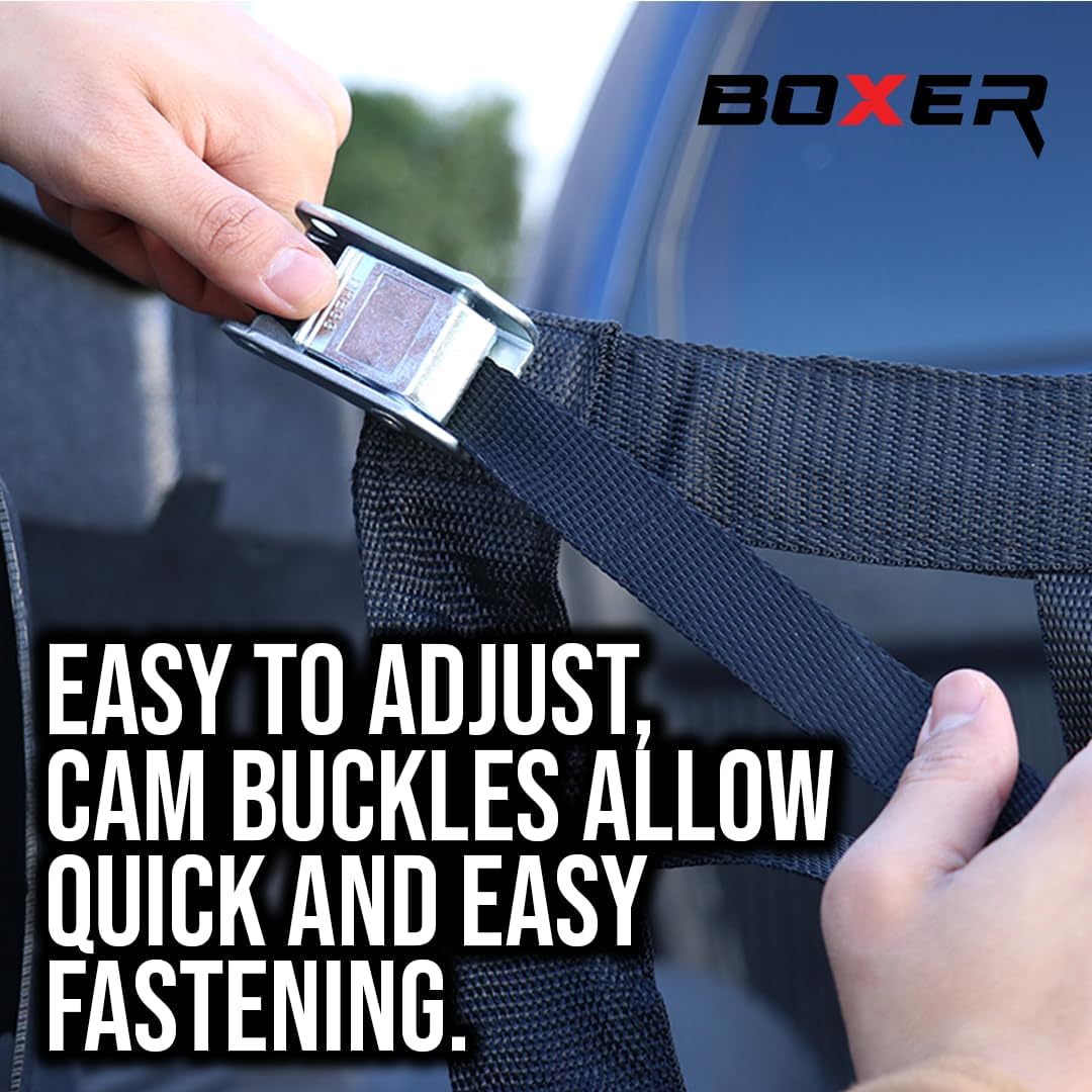 BoxerTool Tailgate Net for Truck Beds (60"x18") Extender with Cam Buckle Straps - Thick Webbing - Tail Gate Extender Security Net – Full Size Truck Bed Net