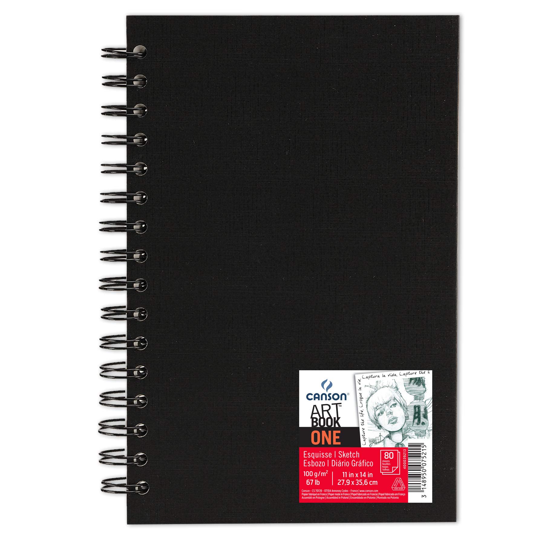 Canson ArtBook ONE - 27.9x35.6cm spiral-bound sketchbook including 80 sheets of 100gsm drawing paper