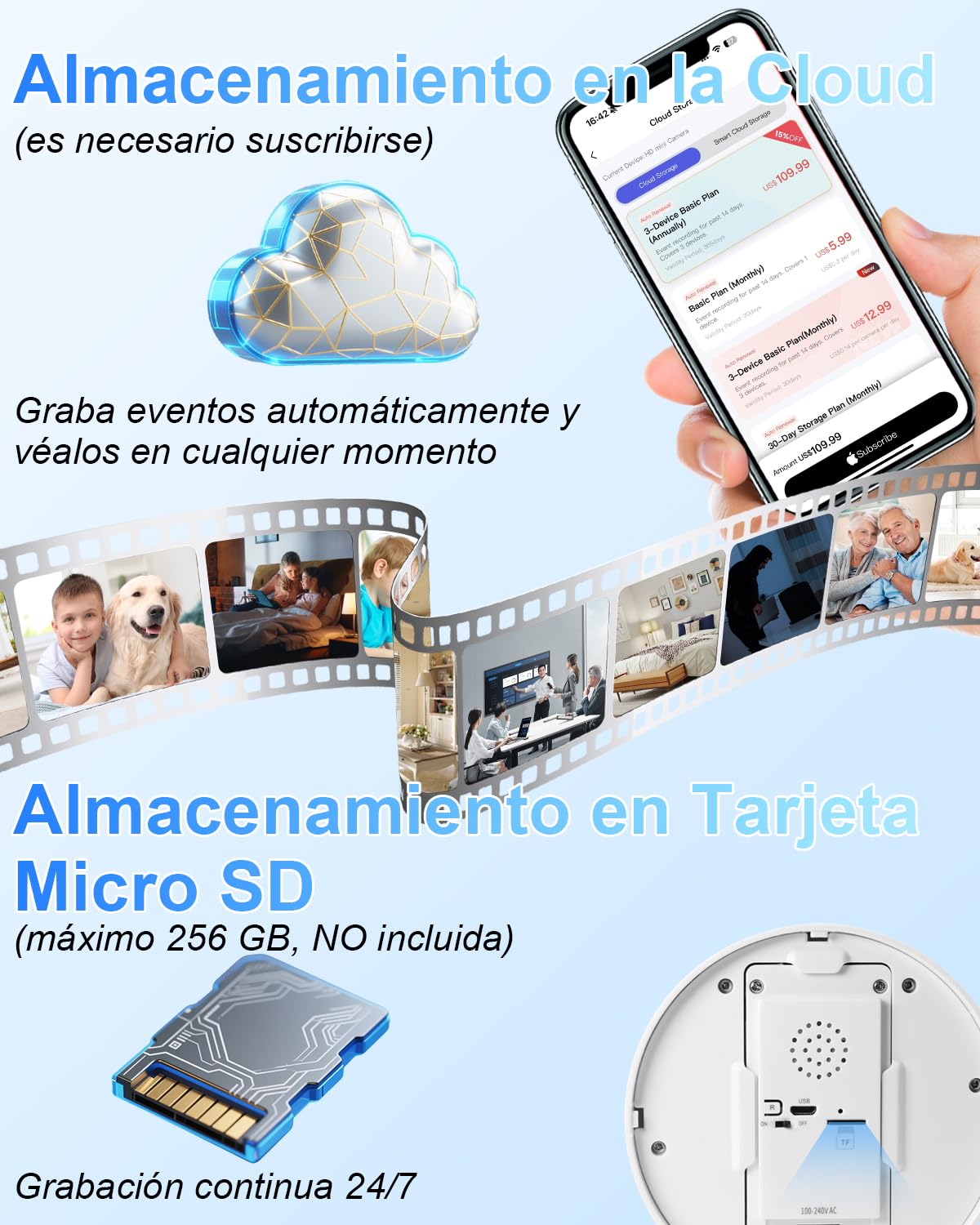 UYIKOO Cámara Espía WiFi 5G, Mini Camara Oculta Inalámbrica 1080P HD, Detector de Humo Cámara Espía Oculta de Vigilancia con Visión Nocturna Detector de Movimiento 11 Horas de Autonomía