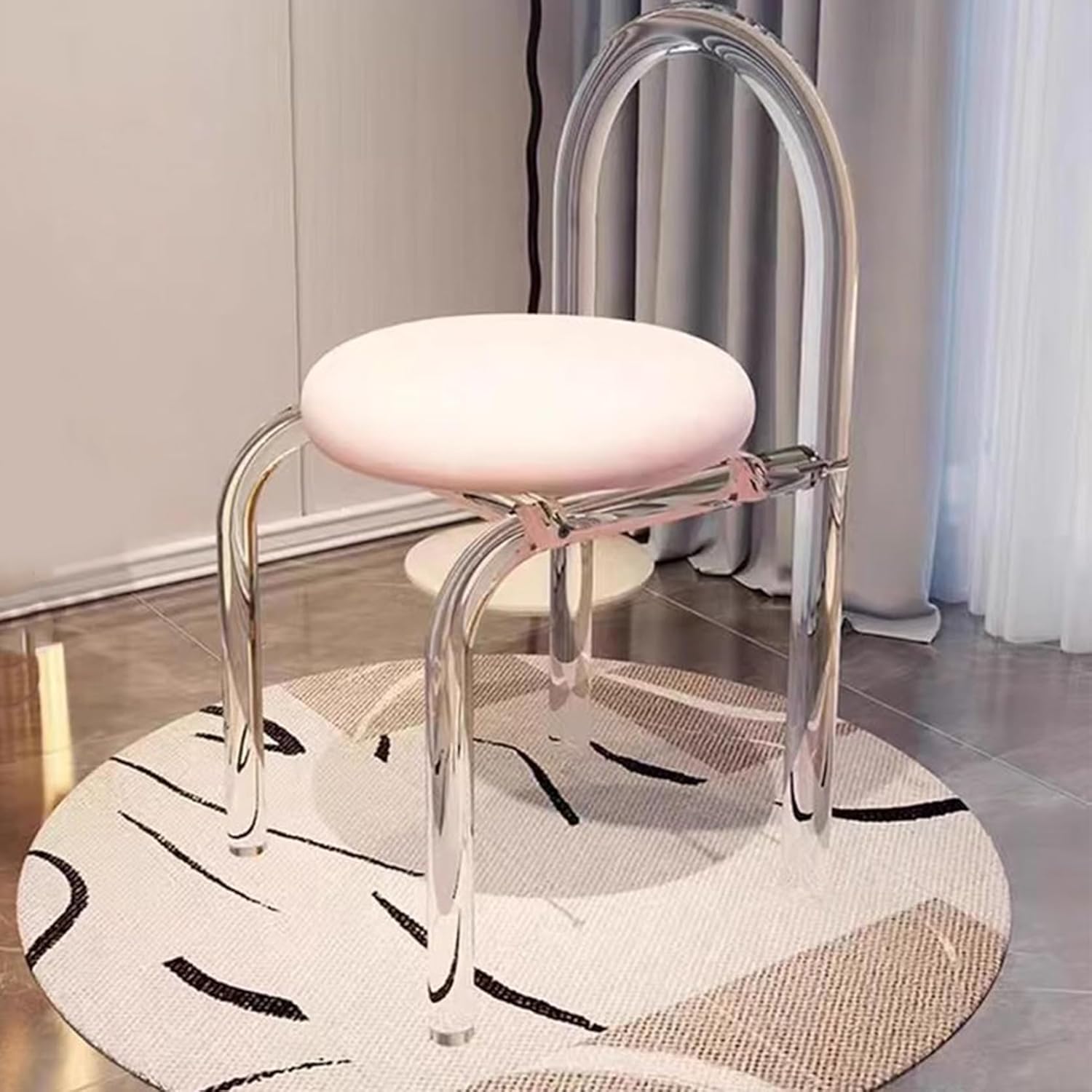 [SDS] アクリル ドレッサーチェア 寝室用 化粧椅子 ベルベットのクッションを使って スタッキング可能 ダイニングチェア 透明