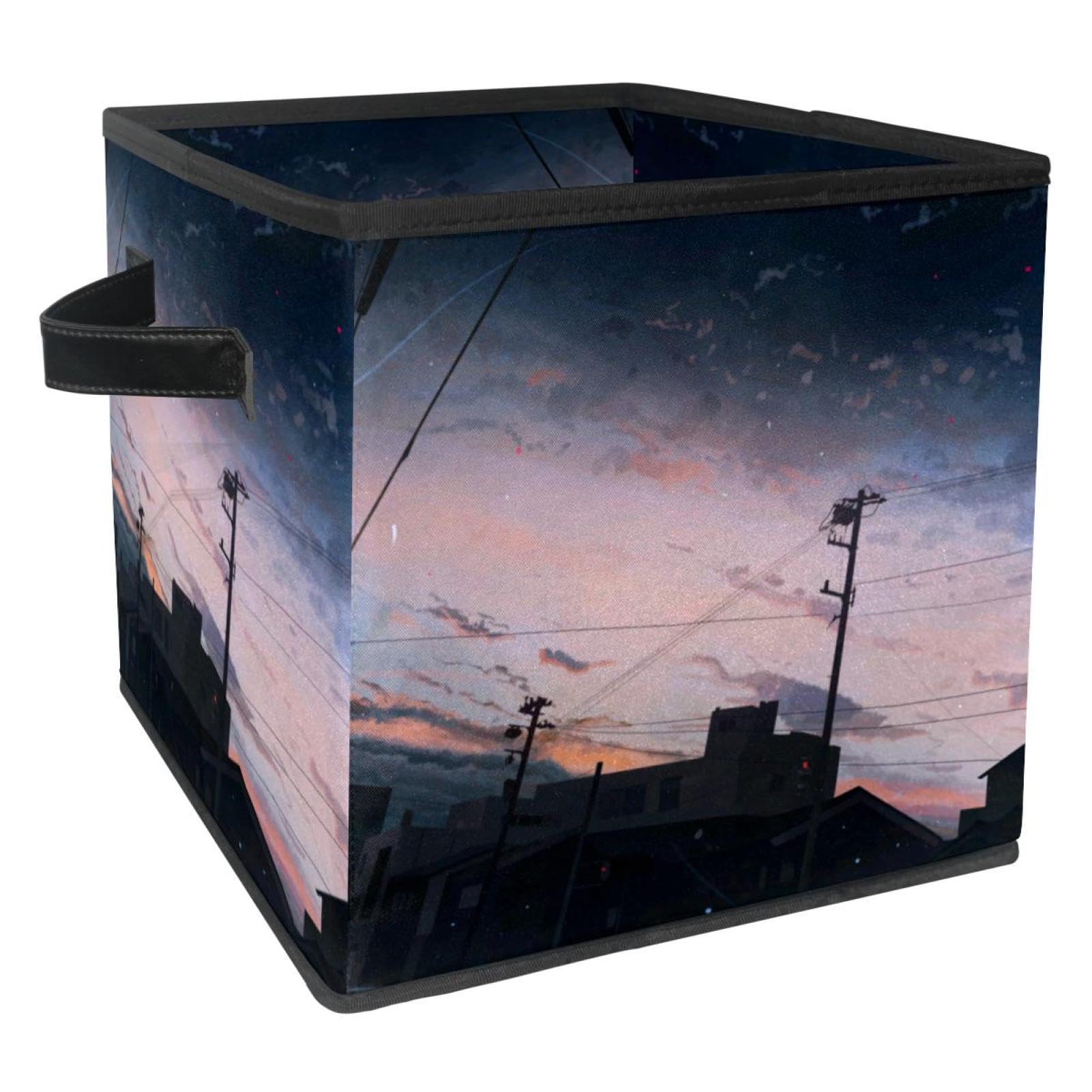 Boîte de rangement cube pliable contre le désordre, bac en tissu Nuit de ville